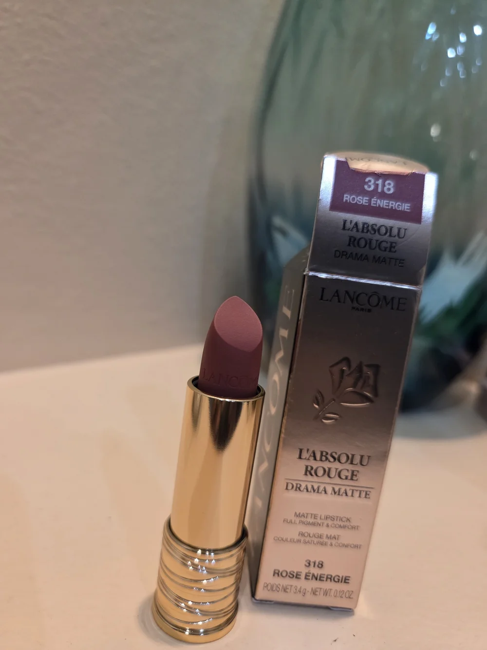 Lancôme L'Absolu Rouge Drama Matte Lipstick 318 Rose Énergie Full Size 3.4g New